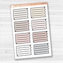 Sticker sheet with large torn lined note boxes for planners, scrapbooking, and Bible journaling — white matte.

