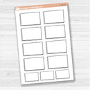 Sticker sheet with large rectangular torn edge notes for planners, Bible journaling, and scrapbooking — white matte.