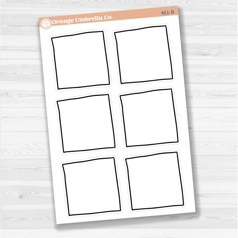 Sticker sheet with large square note stickers for planners, scrapbooks, Bible journaling, and creative memory keeping — white matte.