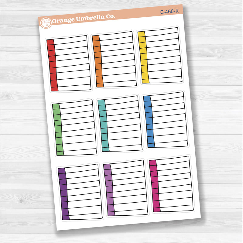 Sticker sheet with large lined journaling note stickers for planners, scrapbooks, and Bible journaling — white matte.