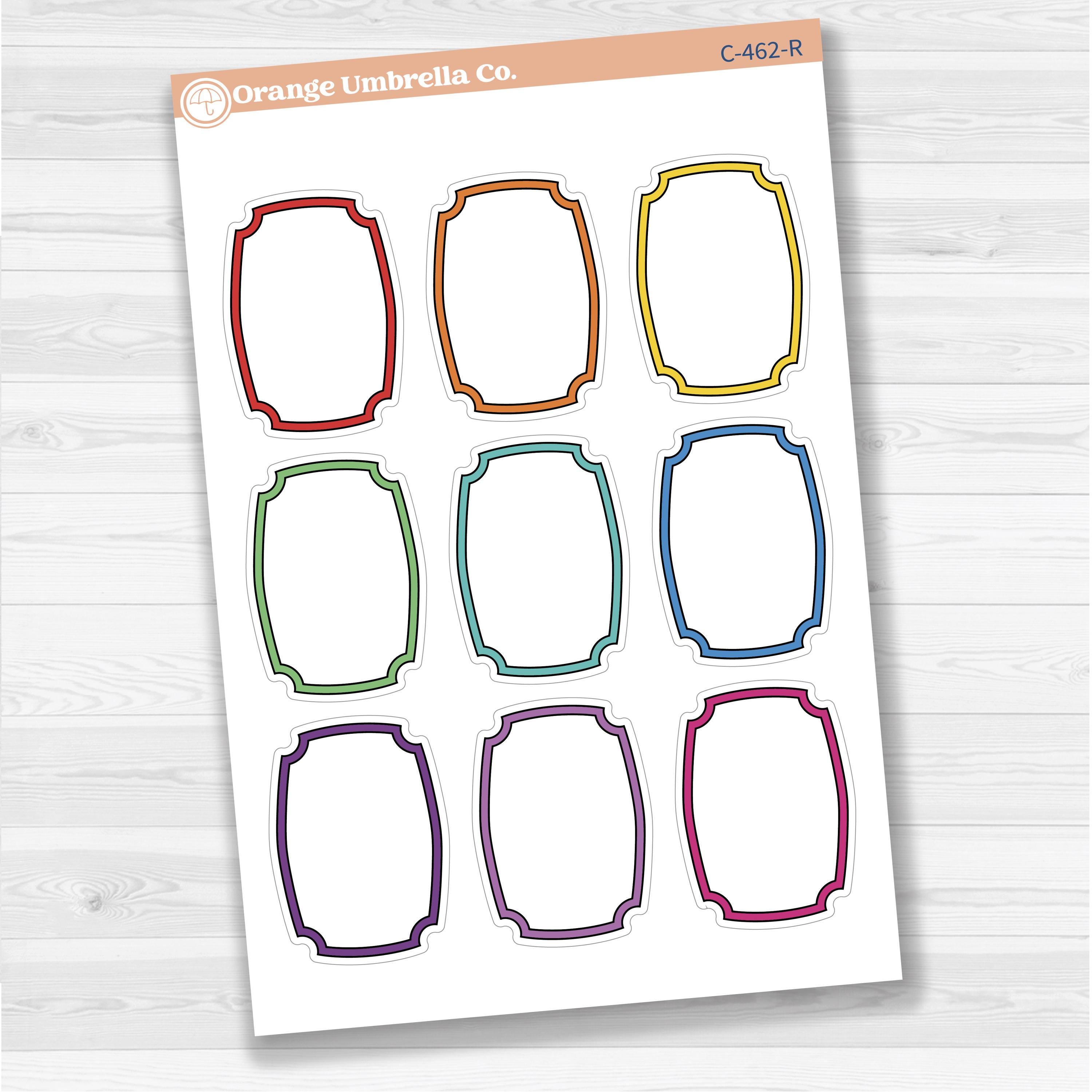 Sticker sheet with large decorative plaque-shaped note stickers for planners, scrapbooking, Bible journaling, and memory keeping — white matte.