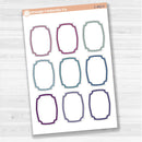 Sticker sheet with large decorative plaque-shaped note stickers for planners, scrapbooking, Bible journaling, and memory keeping — white removable matte.