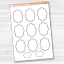 Sticker sheet with large plaque-shaped journaling stickers for planners, scrapbooking, Bible journaling, and creative memory keeping — removable white matte.