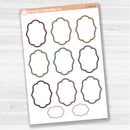 Sticker sheet with large plaque-shaped journaling stickers for planners, scrapbooking, Bible journaling, and creative memory keeping — removable white matte.