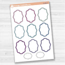 Sticker sheet with large plaque-shaped journaling stickers for planners, scrapbooking, Bible journaling, and creative memory keeping — removable white matte.