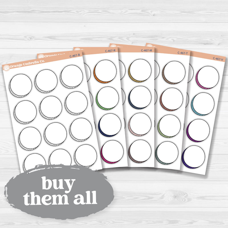 Sticker sheet with large circle doodle journaling notes for planners, scrapbooking, Bible journaling, and memory keeping — white matte.