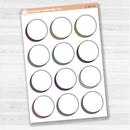 Sticker sheet with large circle doodle journaling notes for planners, scrapbooking, Bible journaling, and memory keeping — white matte.