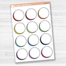 Sticker sheet with large circle doodle journaling notes for planners, scrapbooking, Bible journaling, and memory keeping — white matte.