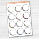 Sticker sheet with large circle doodle journaling notes for planners, scrapbooking, Bible journaling, and memory keeping — white matte.