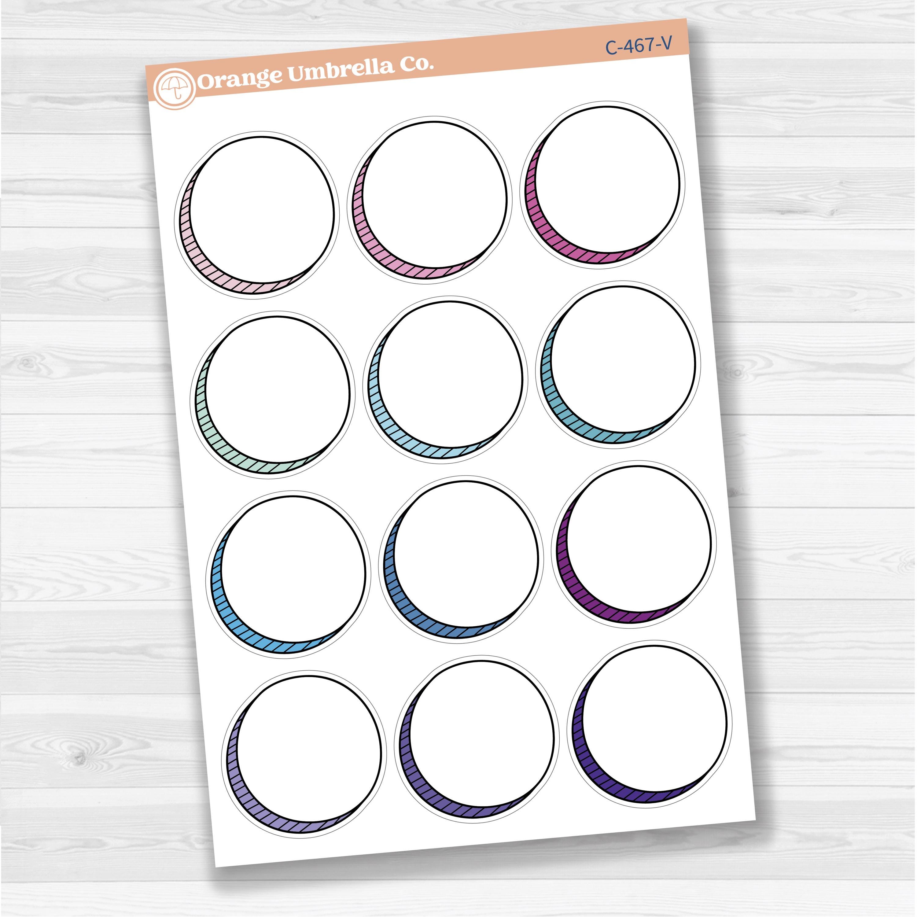 Sticker sheet with large circle doodle journaling notes for planners, scrapbooking, Bible journaling, and memory keeping — white matte.