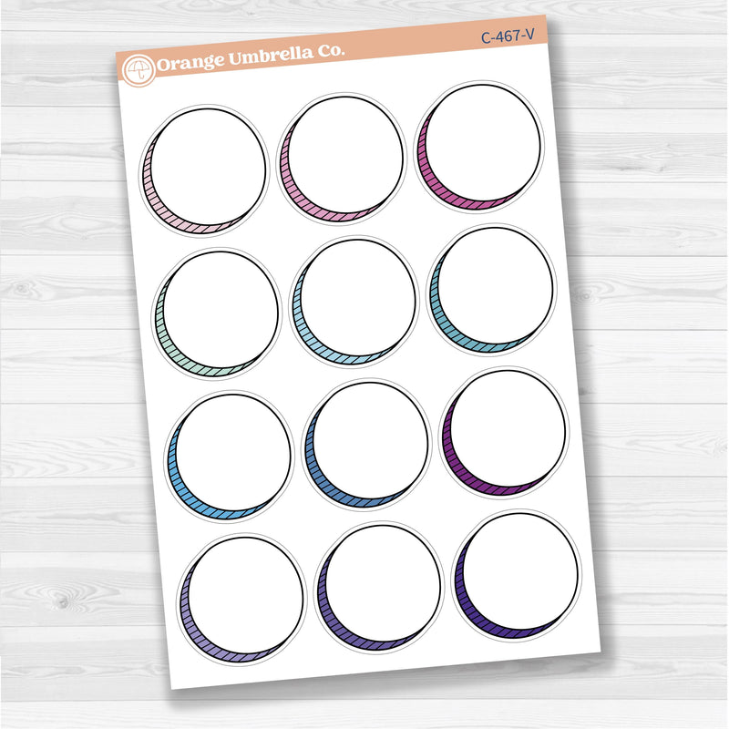 Sticker sheet with large circle doodle journaling notes for planners, scrapbooking, Bible journaling, and memory keeping — white matte.