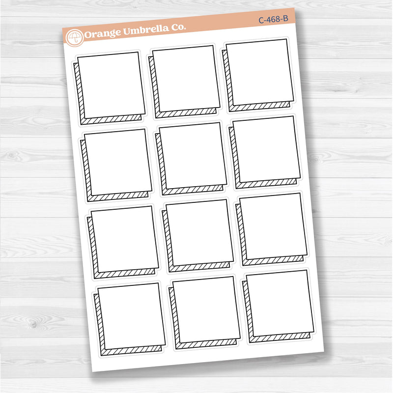 Large square doodle journaling note stickers in white matte — ideal for planners, scrapbooking, Bible journaling, and memory keeping.