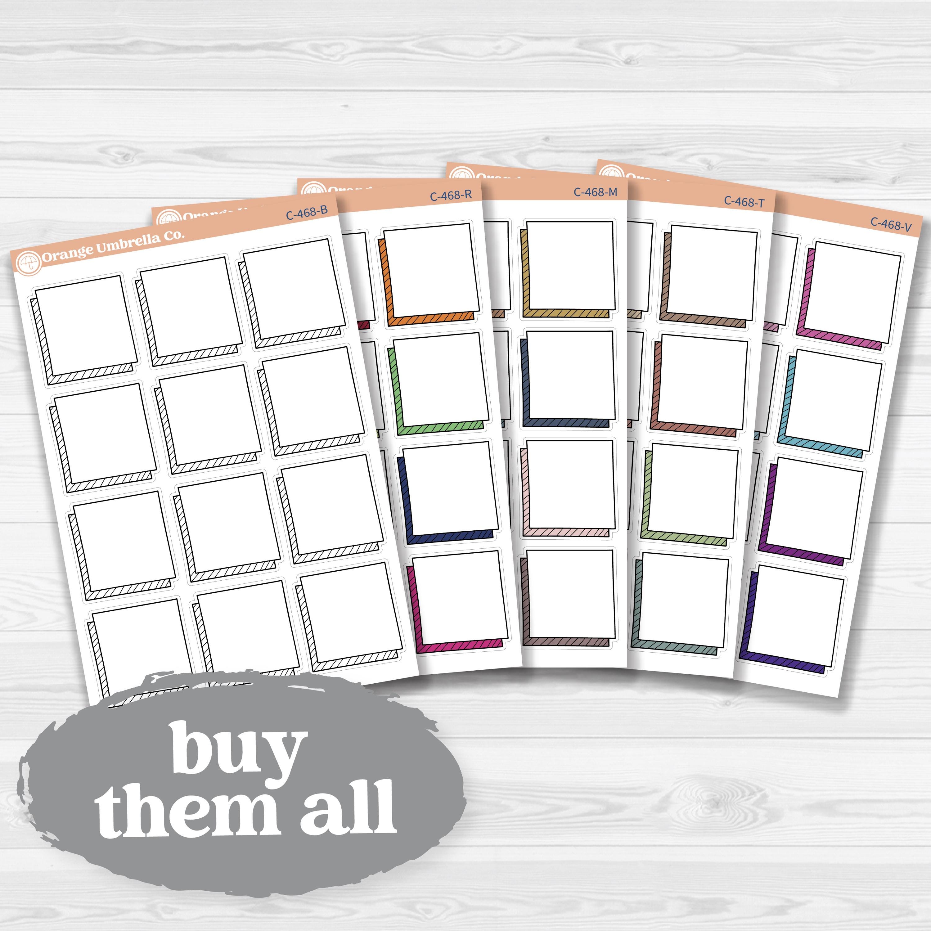 Large square doodle journaling note stickers in white matte — ideal for planners, scrapbooking, Bible journaling, and memory keeping.