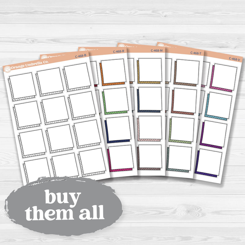 Large square doodle journaling note stickers in white matte — ideal for planners, scrapbooking, Bible journaling, and memory keeping.
