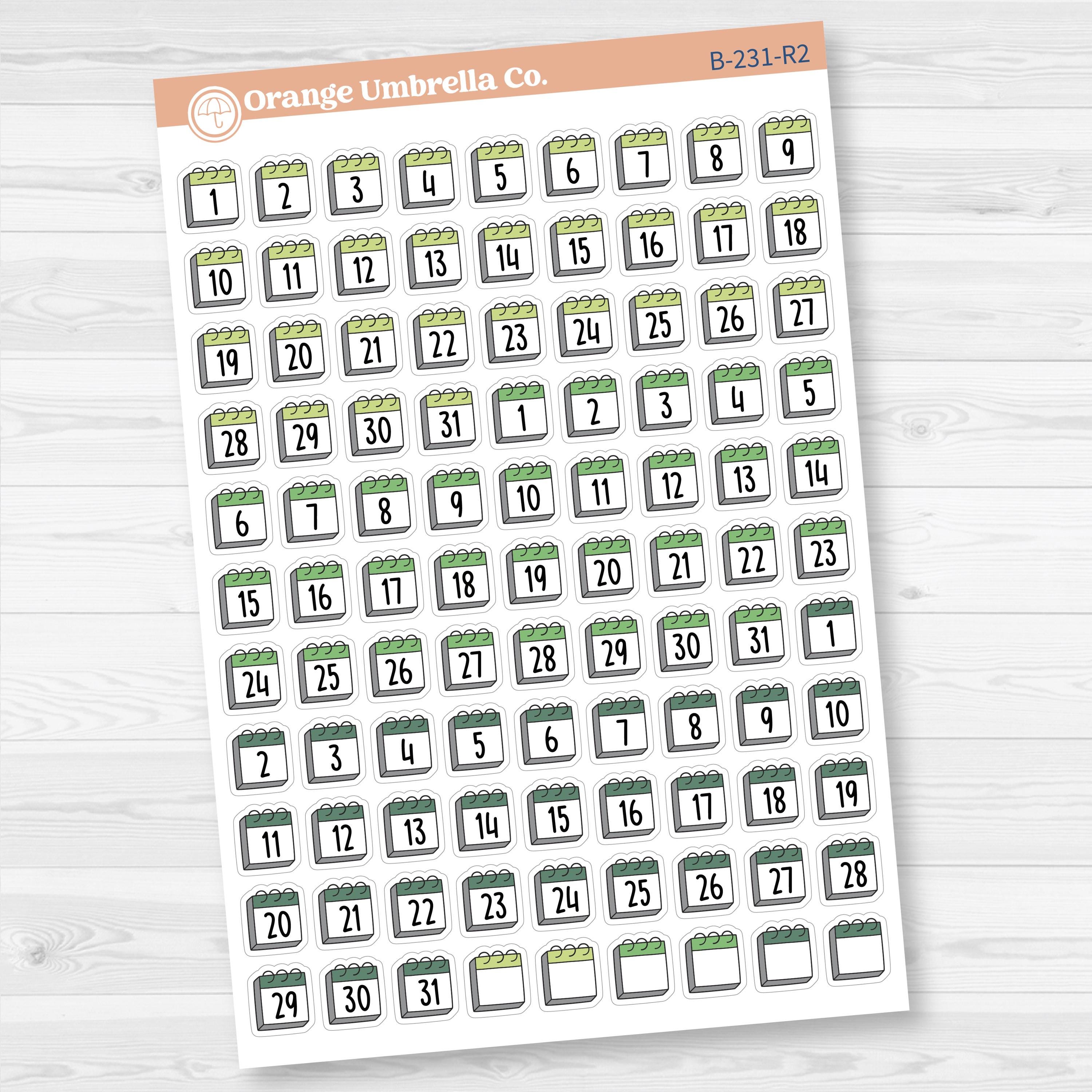 Calendar Date Dots | F17 Font Monthly Planner Stickers | B-231