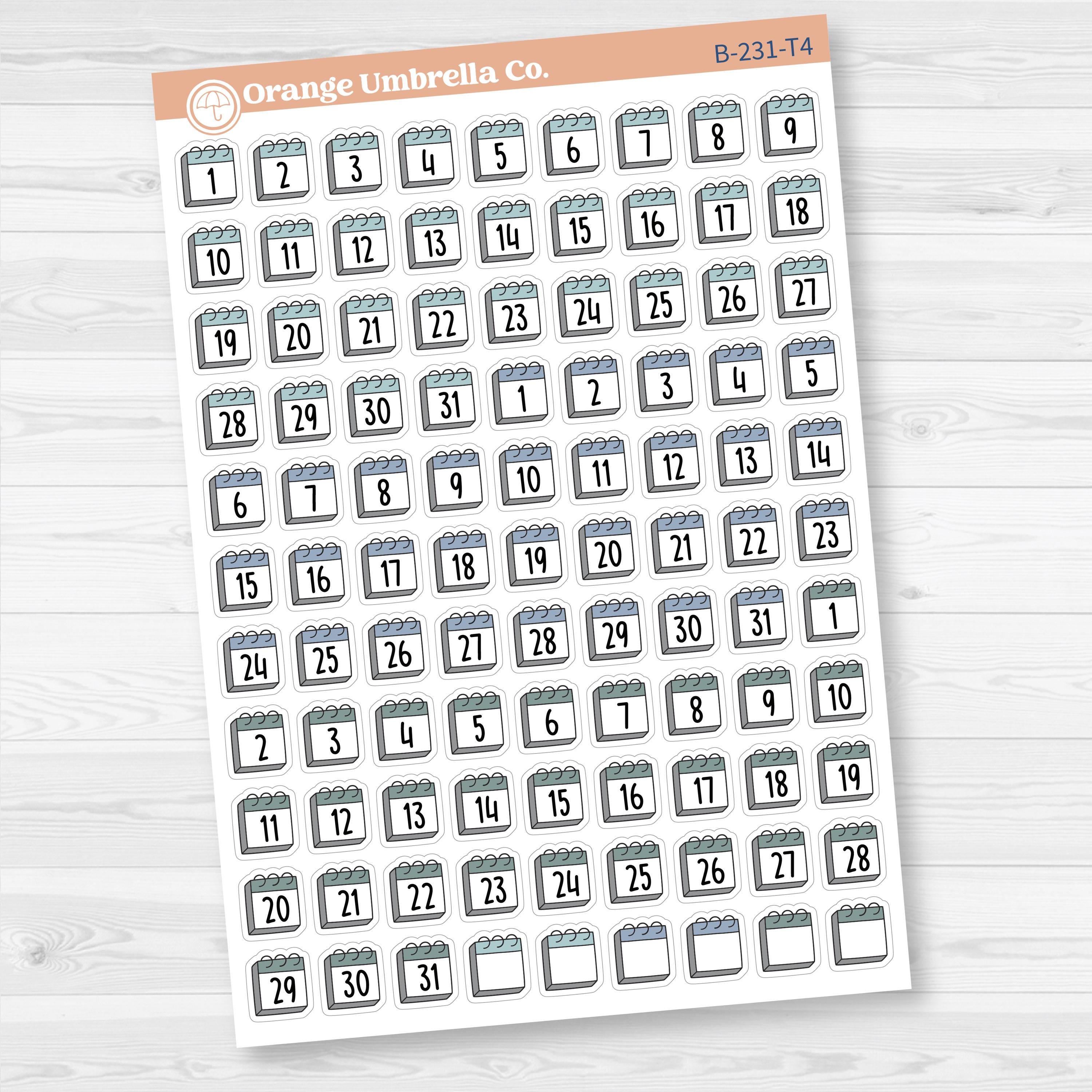 Calendar Date Dots | F17 Font Monthly Planner Stickers | B-231