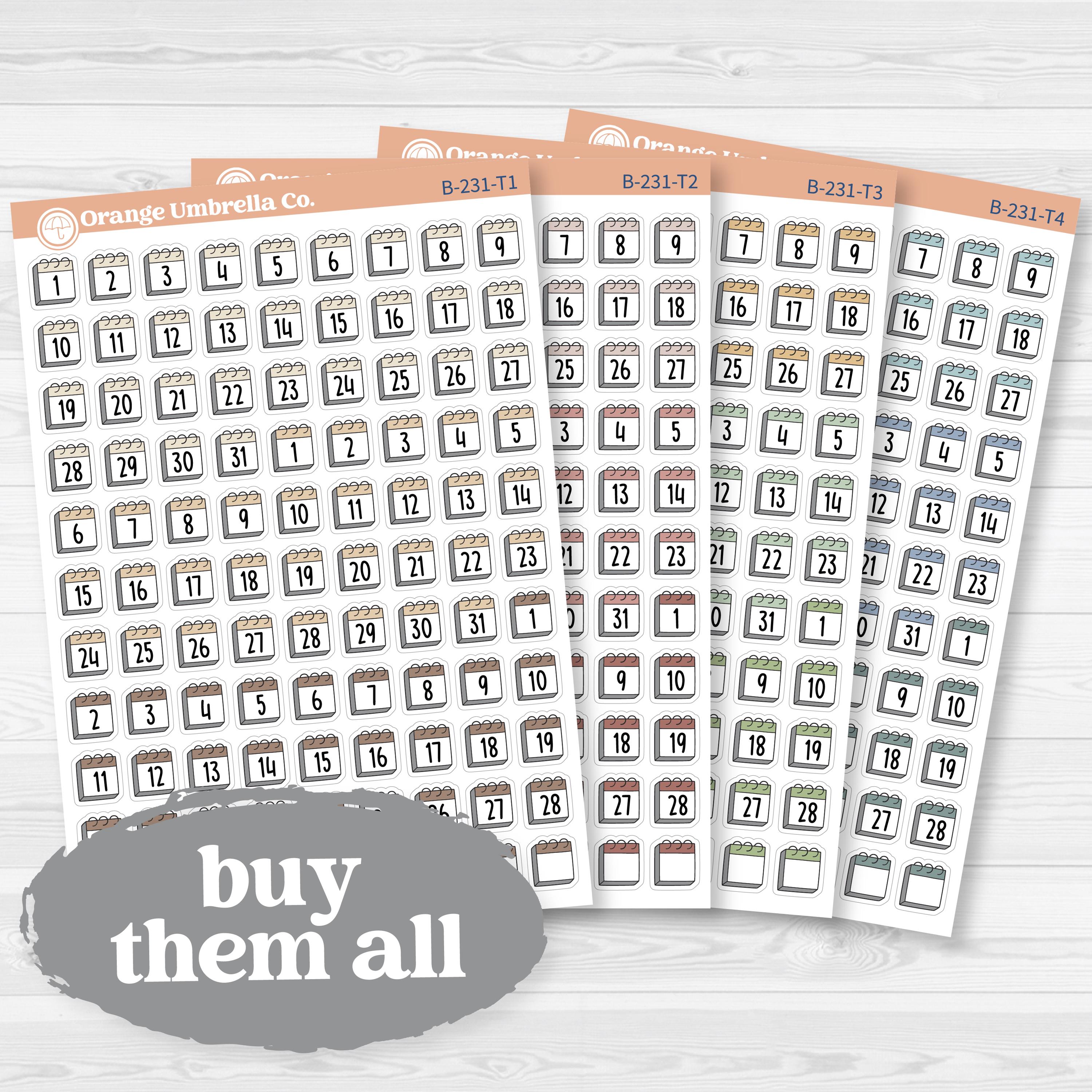 Calendar Date Dots | F17 Font Monthly Planner Stickers | B-231