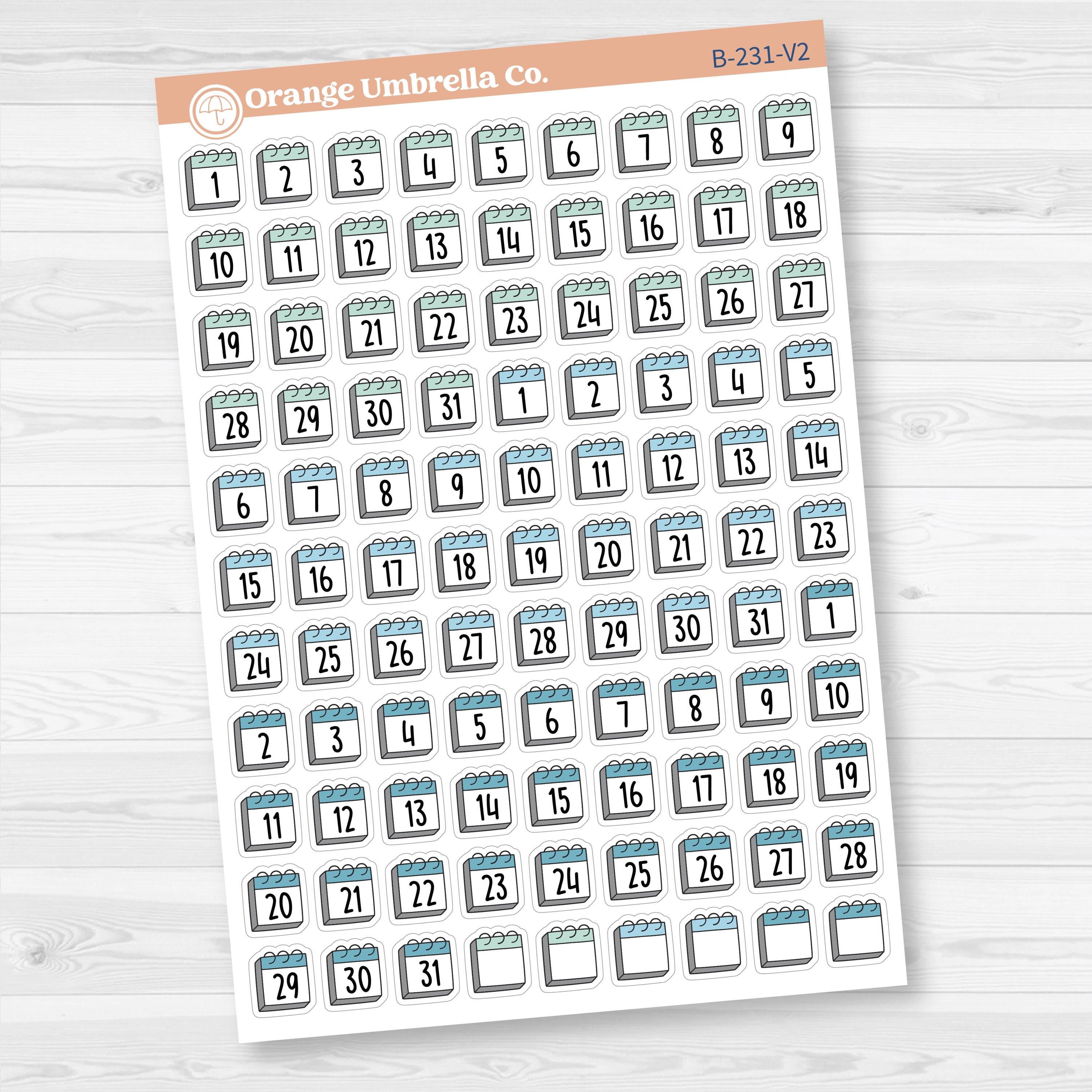 Calendar Date Dots | F17 Font Monthly Planner Stickers | B-231