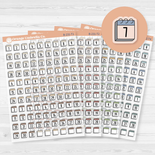 Calendar Date Dots | Font Monthly Planner Stickers | F17 Clear Matte | B-231-CM