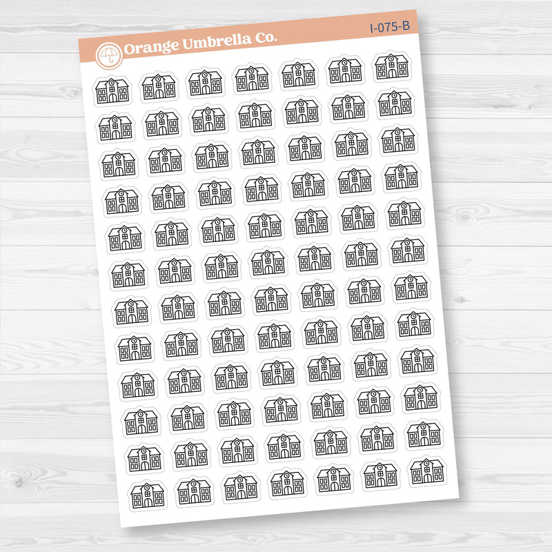 School Building Icon Stickers | Back to School Planner Stickers | I-075