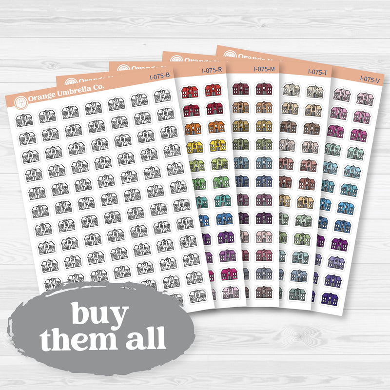 School Building Icon Stickers | Back to School Planner Stickers | I-075