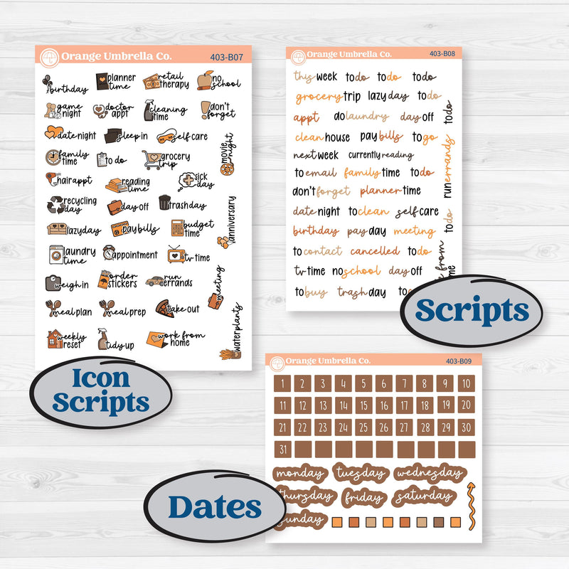 Fall Leaves Autumn Kit | Weekly Add-On Planner Kit Stickers | All Fall Down | KIT-403-B
