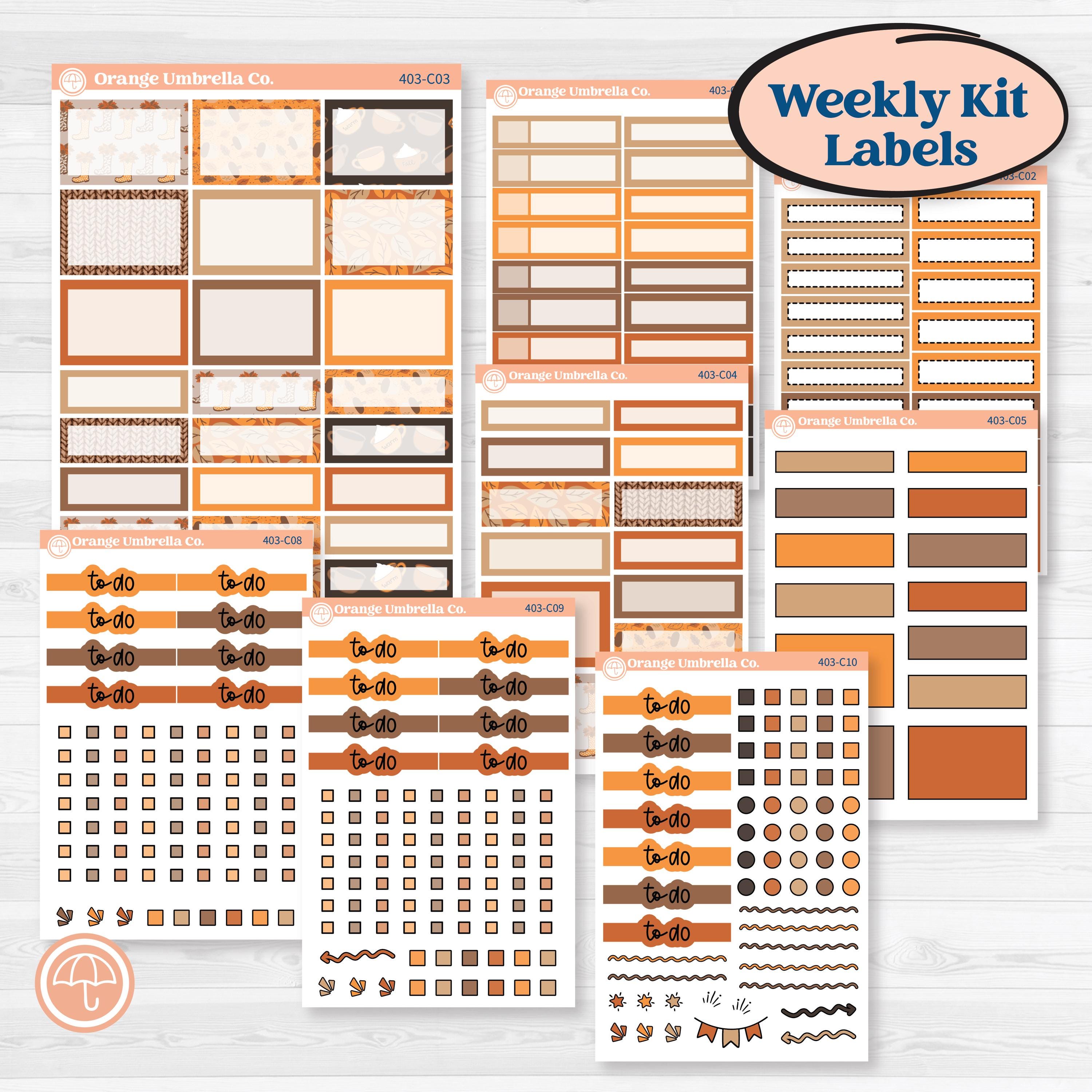 Fall Leaves Autumn Kit | Weekly Add-On Labels Planner Kit Stickers | A