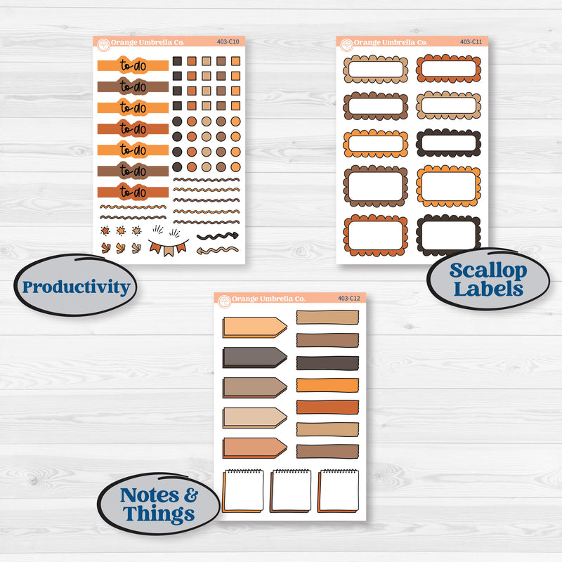 Fall Leaves Autumn Kit | Weekly Add-On Labels Planner Kit Stickers | All Fall Down | KIT-403-C
