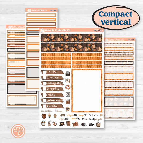Fall Leaves Autumn Kit | A5 Compact Vertical Planner Kit Stickers for Erin Condren | All Fall Down | KIT-403-G