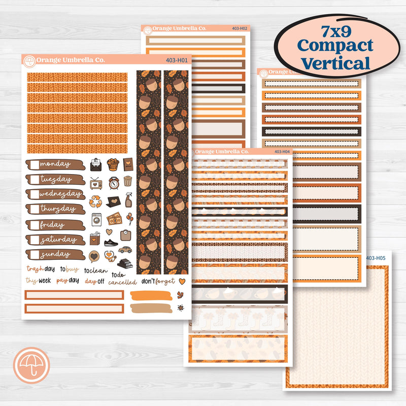 Fall Leaves Autumn Kit | 7x9 Compact Vertical Planner Kit Stickers | All Fall Down | KIT-403-H