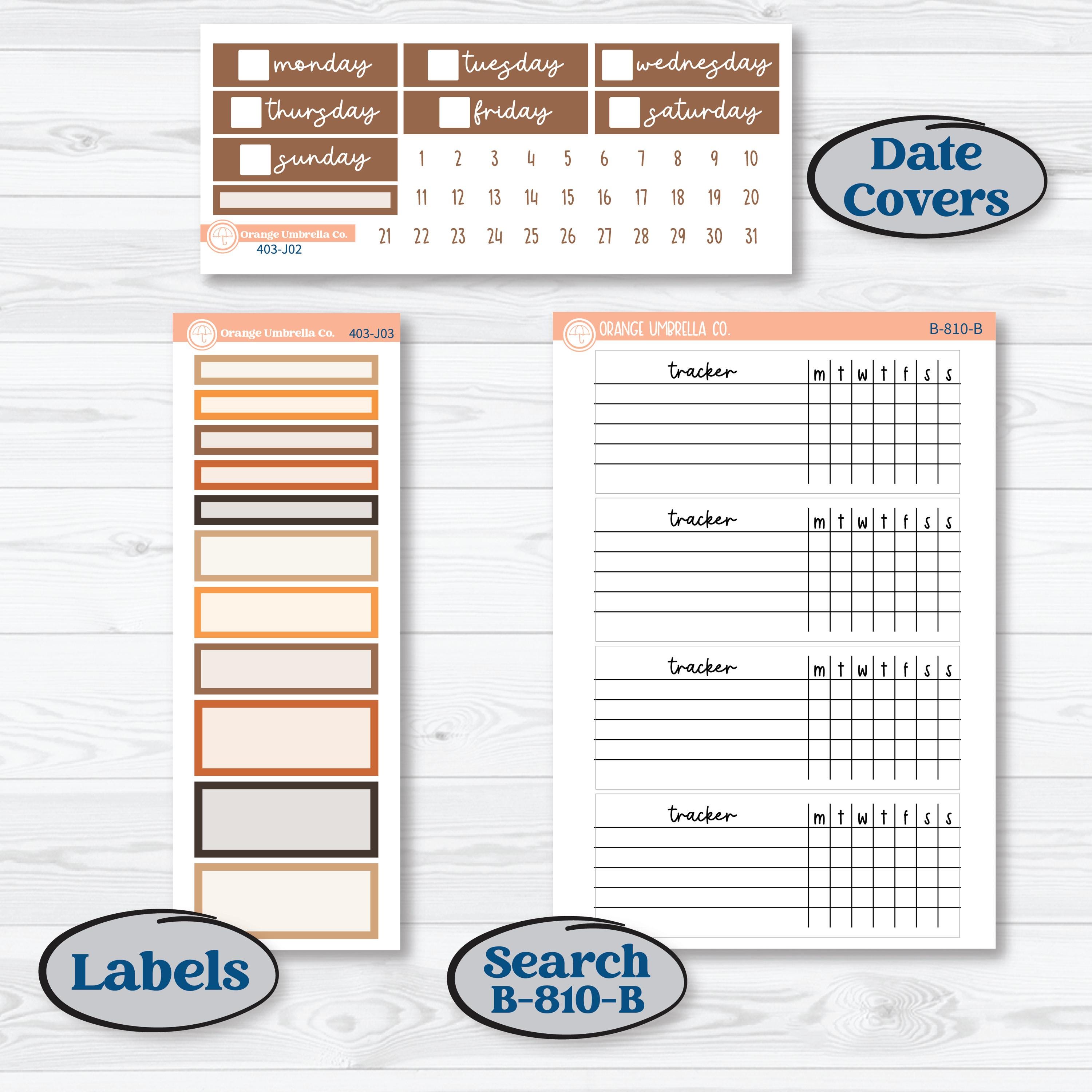 Fall Leaves Autumn Kit | Plum Vertical Priorities 7x9 Planner Kit Stickers | All Fall Down | KIT-403-J
