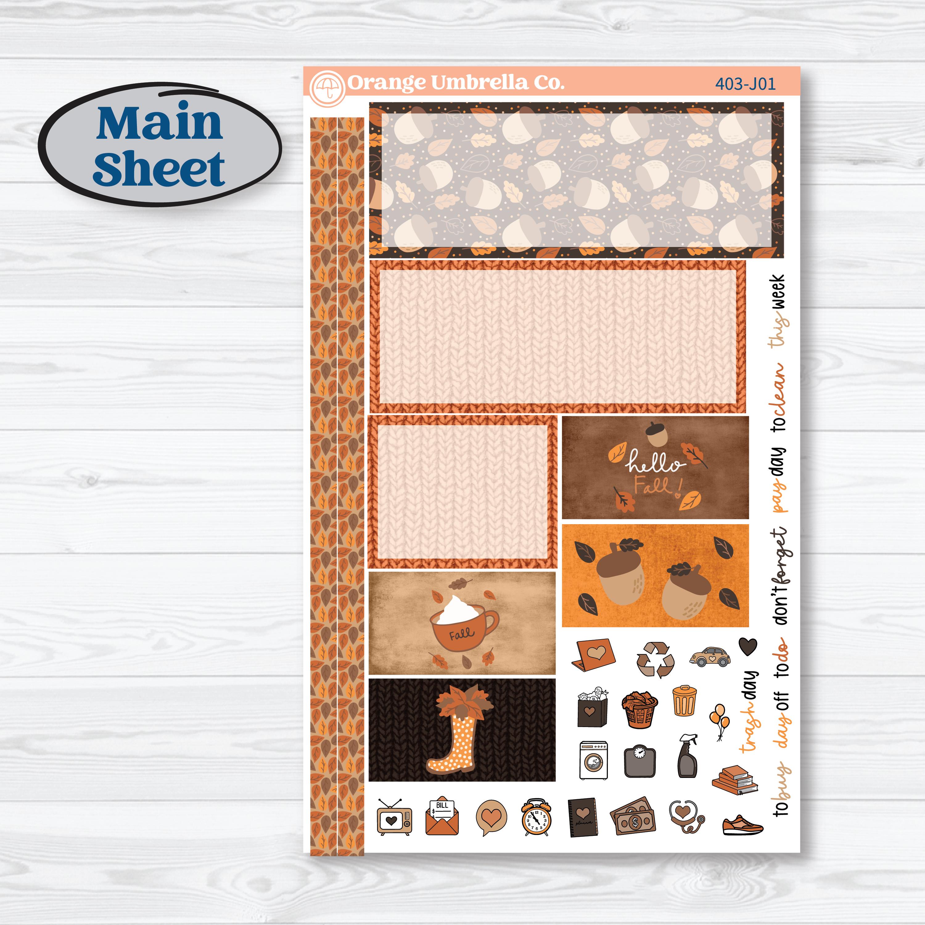 Fall Leaves Autumn Kit | Plum Vertical Priorities 7x9 Planner Kit Stickers | All Fall Down | KIT-403-J