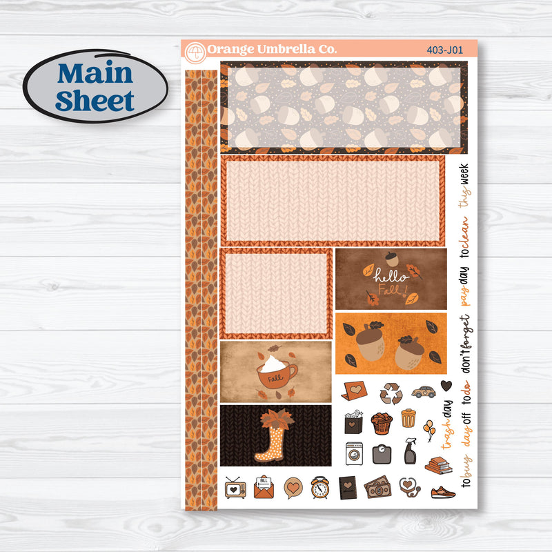 Fall Leaves Autumn Kit | Plum Vertical Priorities 7x9 Planner Kit Stickers | All Fall Down | KIT-403-J