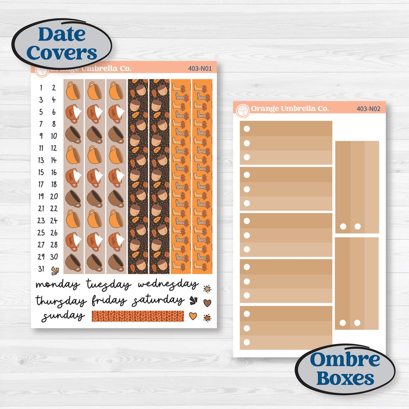 Fall Leaves Autumn Kit | A5 Plum Daily Planner Kit Stickers | All Fall Down | KIT-403-N