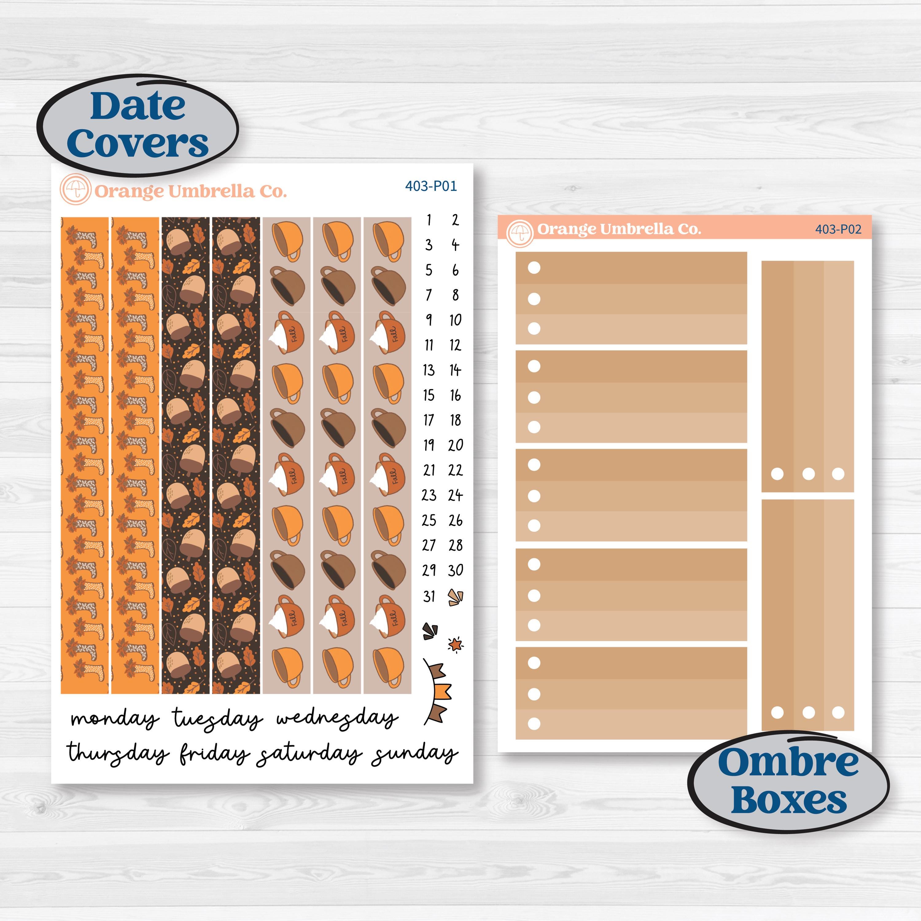 Fall Leaves Autumn Kit | 7x9 Plum Daily Planner Kit Stickers | All Fall Down | KIT-403-P