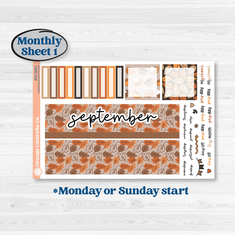 Fall Leaves Autumn Kit | Laurel Denise Softbound Monthly Planner Sticker Kit | Vertical & Horizontal | All Fall Down | KIT-403-QA