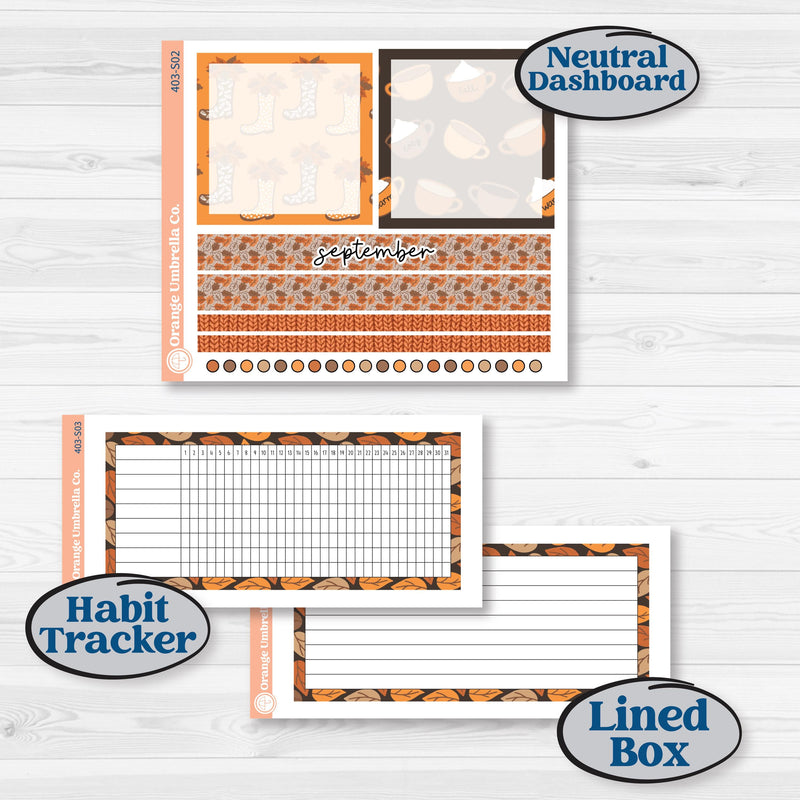 Fall Leaves Autumn Kit | A5 Plum Monthly & Dashboard Planner Kit Stickers | All Fall Down | KIT-403-S