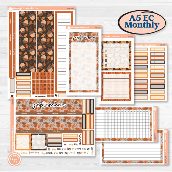 Fall Leaves Autumn Kit | A5 Erin Condren Monthly & Dashboard Sticker Kit | 2024-2025 Planners | All Fall Down | KIT-403-V