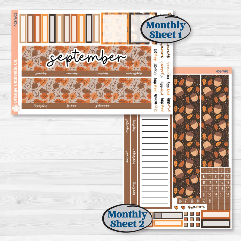 Fall Leaves Autumn Kit | 7x9 Erin Condren Life Planner Monthly & Dashboard Sticker Kit | 2024-2025 Planners | All Fall Down | KIT-403-W