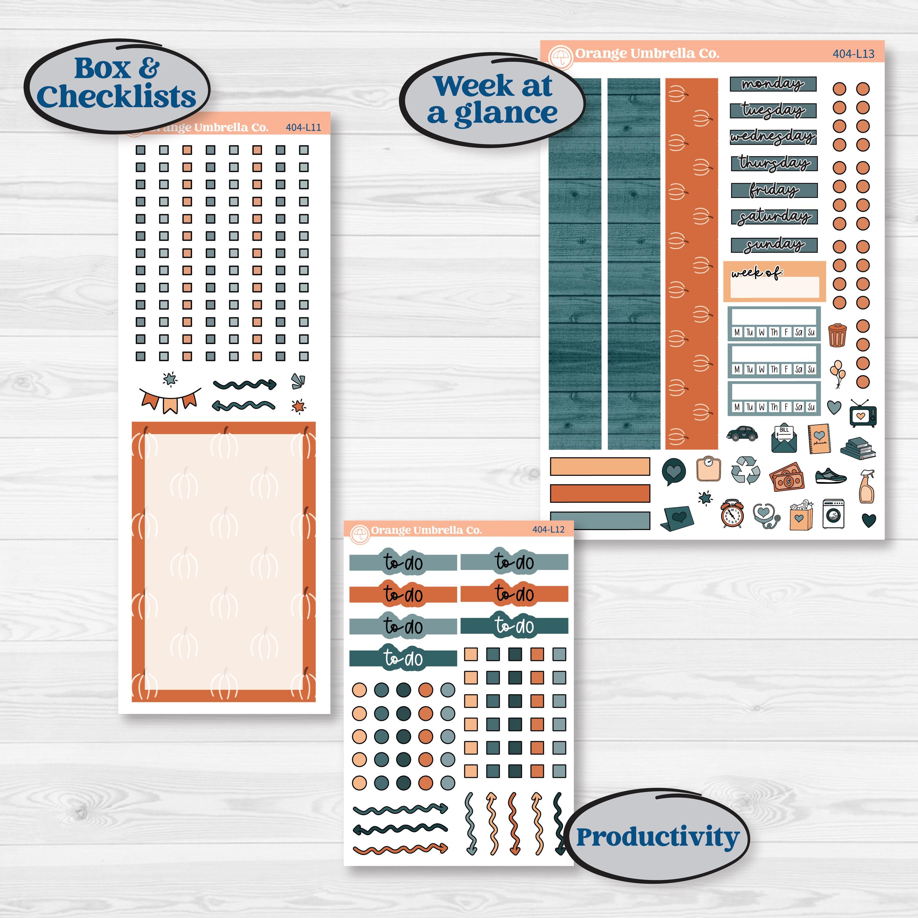 Bold Pumpkin Planner Kit | A5 Daily Duo Planner Kit Stickers | Perfect Pumpkin | KIT-404-L