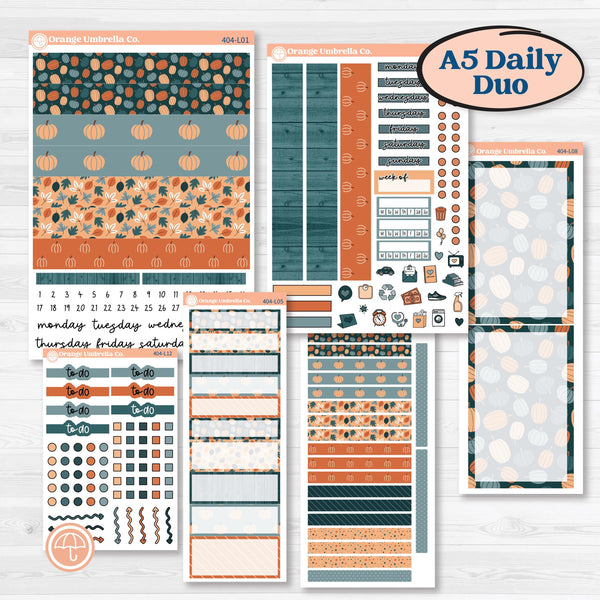 Bold Pumpkin Planner Kit | A5 Daily Duo Planner Kit Stickers | Perfect Pumpkin | KIT-404-L