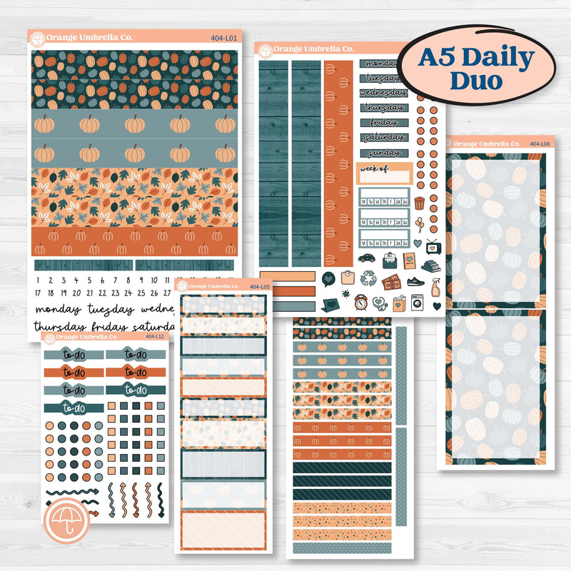 Bold Pumpkin Planner Kit | A5 Daily Duo Planner Kit Stickers | Perfect Pumpkin | KIT-404-L