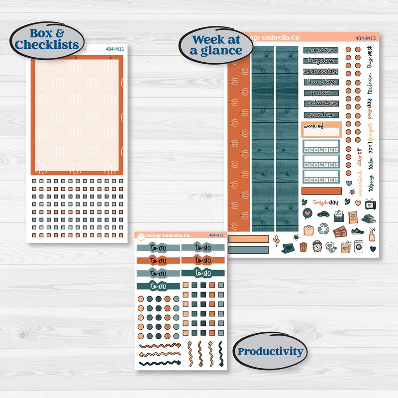 Bold Pumpkin Planner Kit | 7x9 Erin Condren Daily Duo Planner Kit Stickers | Perfect Pumpkin | KIT-404-M