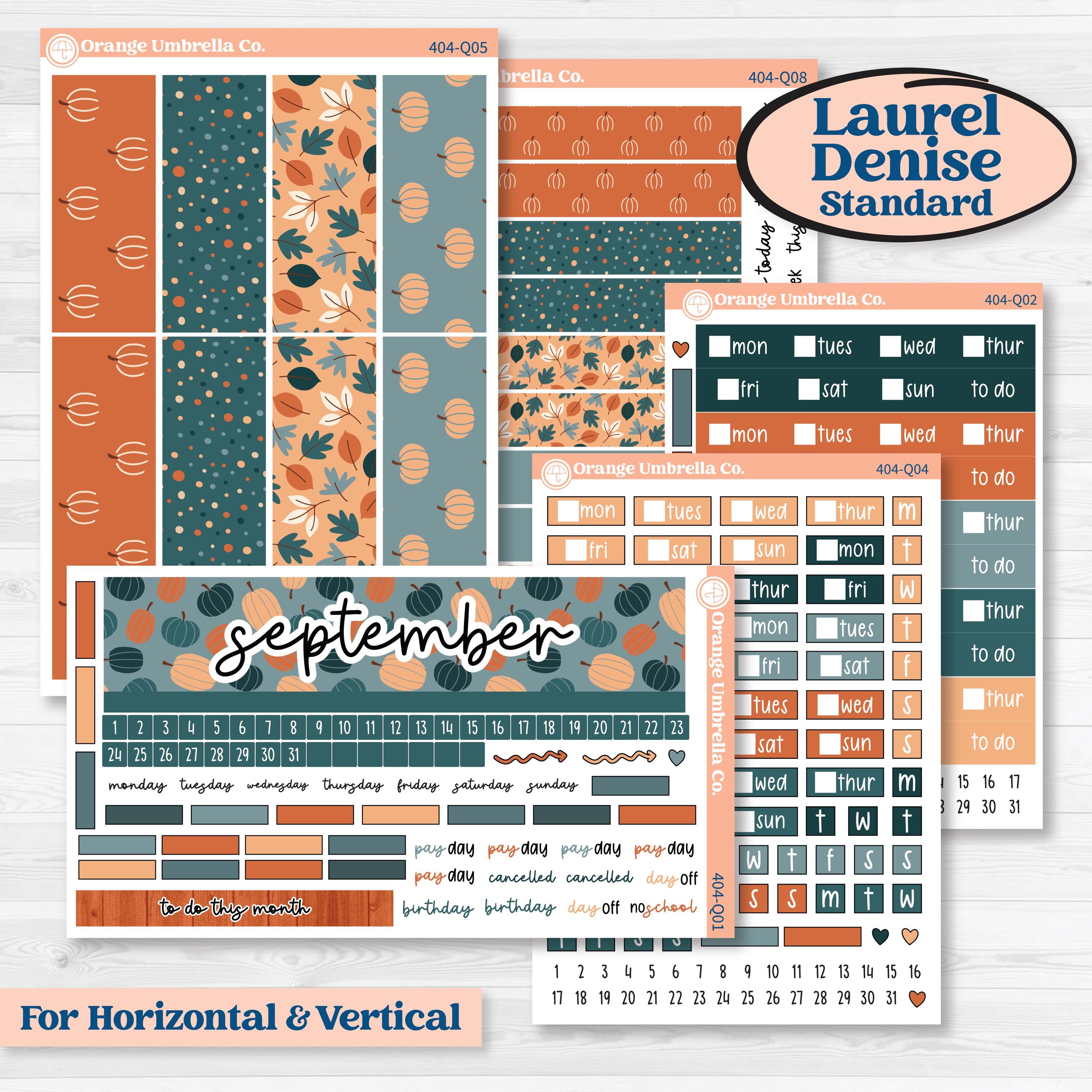 Bold Pumpkin Planner Kit | Laurel Denise Standard Vertical & Horizontal Planner Kit Stickers | Perfect Pumpkin | KIT-404-Q