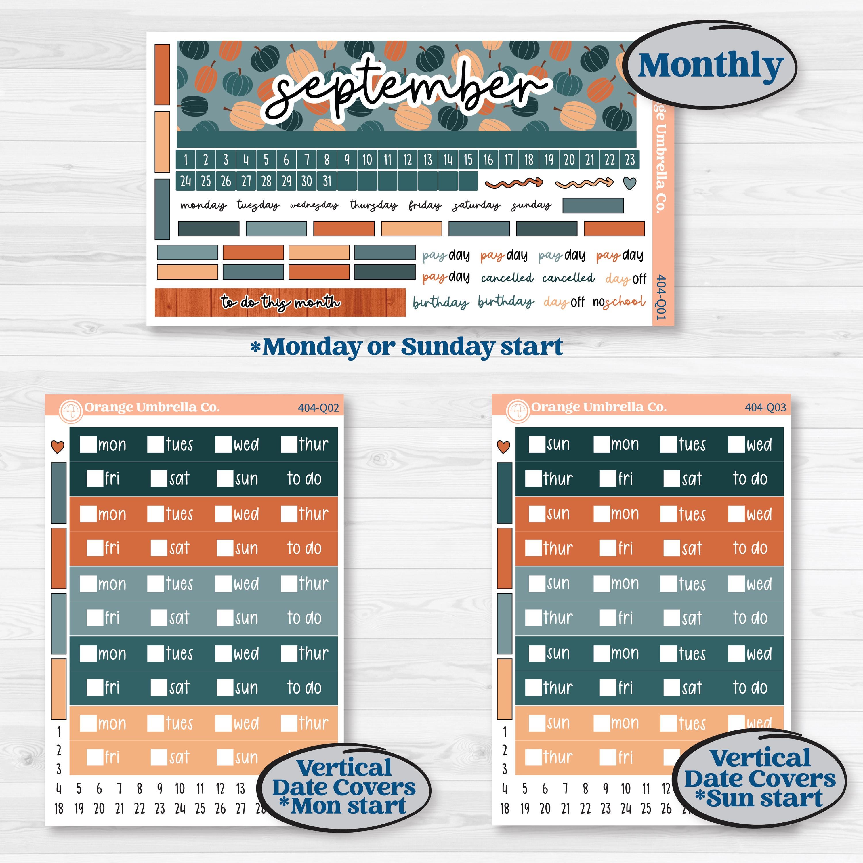 Bold Pumpkin Planner Kit | Laurel Denise Standard Vertical & Horizontal Planner Kit Stickers | Perfect Pumpkin | KIT-404-Q