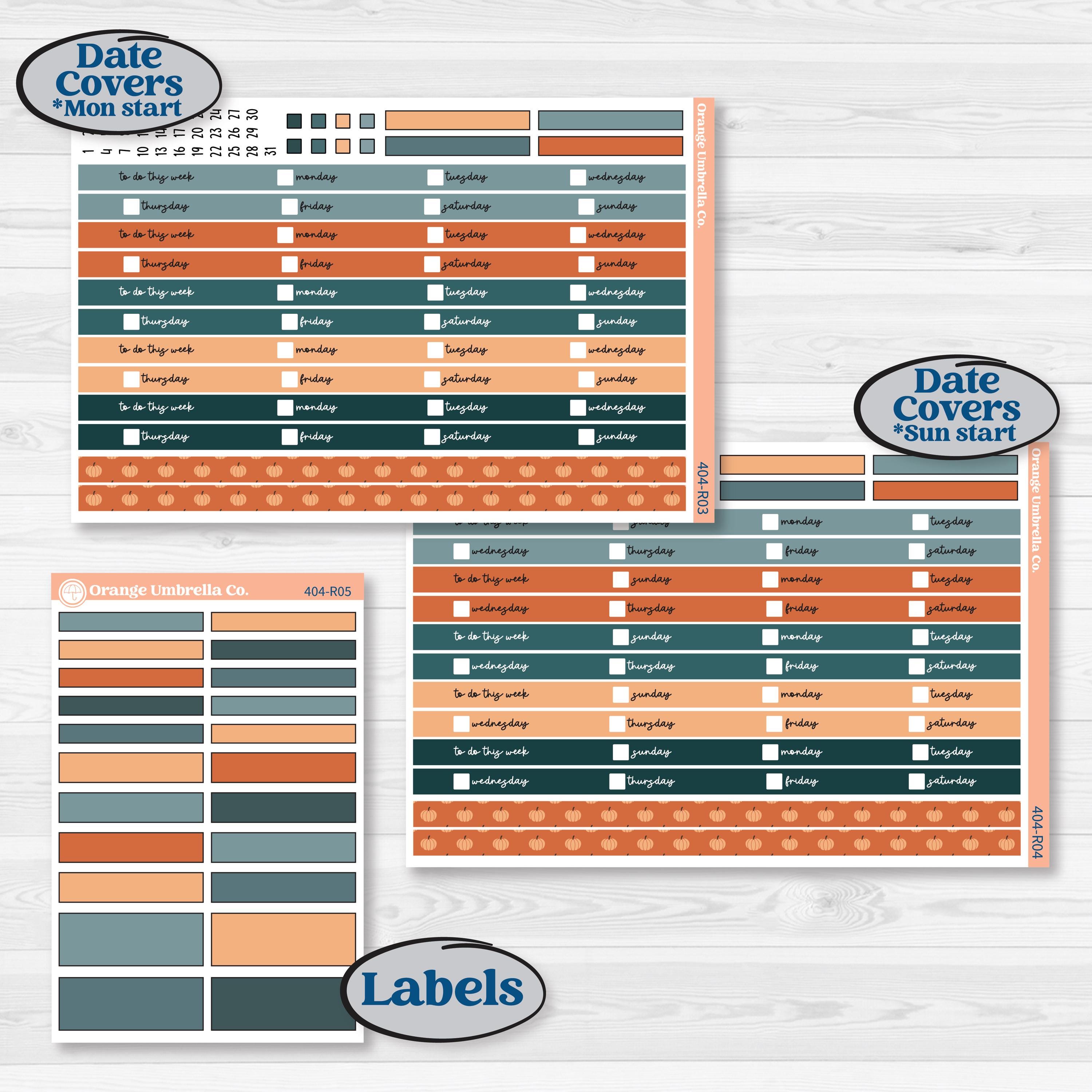 Bold Pumpkin Planner Kit | Laurel Denise Portrait Planner Kit Stickers | Perfect Pumpkin | KIT-404-R