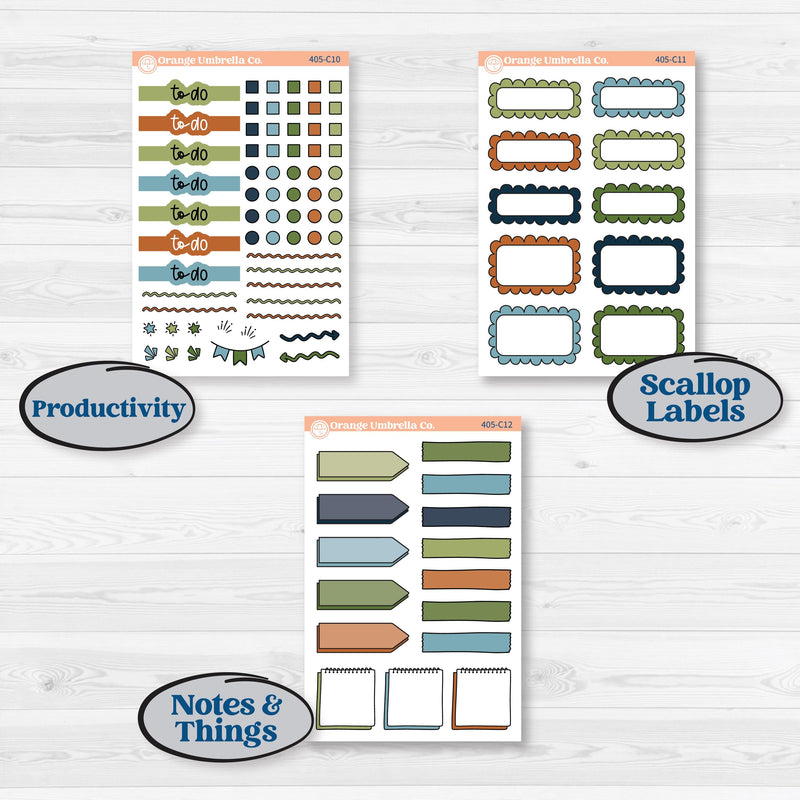 Woodland Frog Planner Kit | Weekly Add-On Labels Planner Kit Stickers | Cameron | KIT-405-C