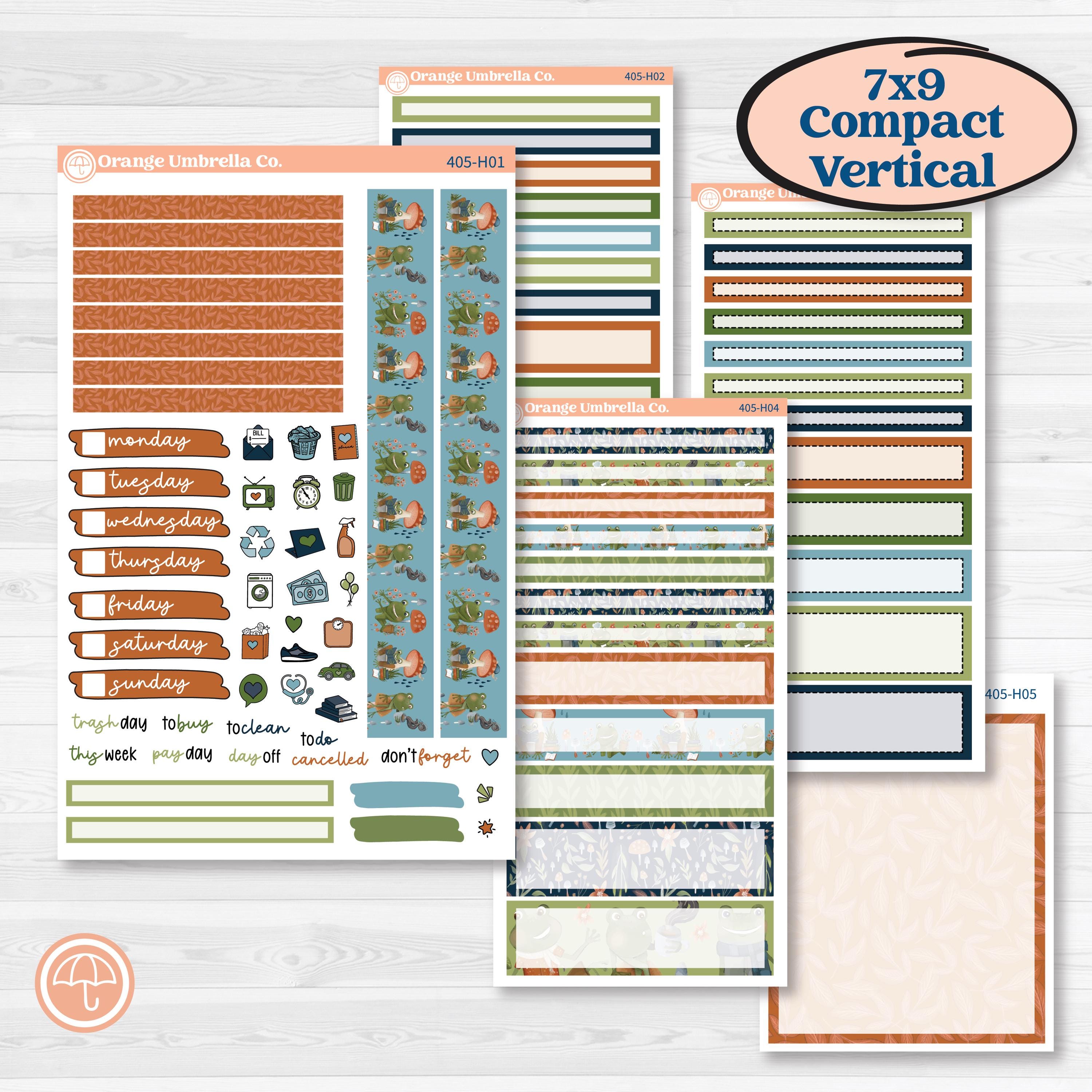 Woodland Frog Planner Kit | 7x9 Compact Vertical Planner Kit Stickers | Cameron | KIT-405-H