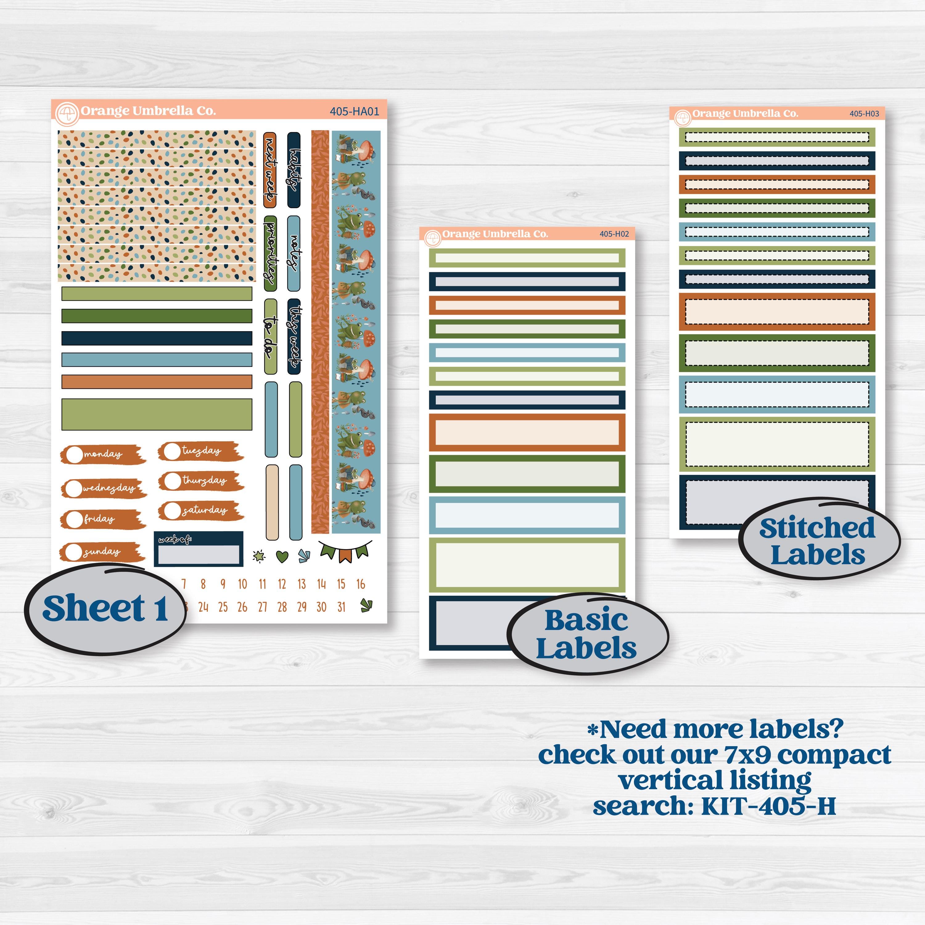 Woodland Frog Planner Kit | Erin Condren Weekly Dashboard Planner Kit Stickers | Cameron | KIT-405-HA