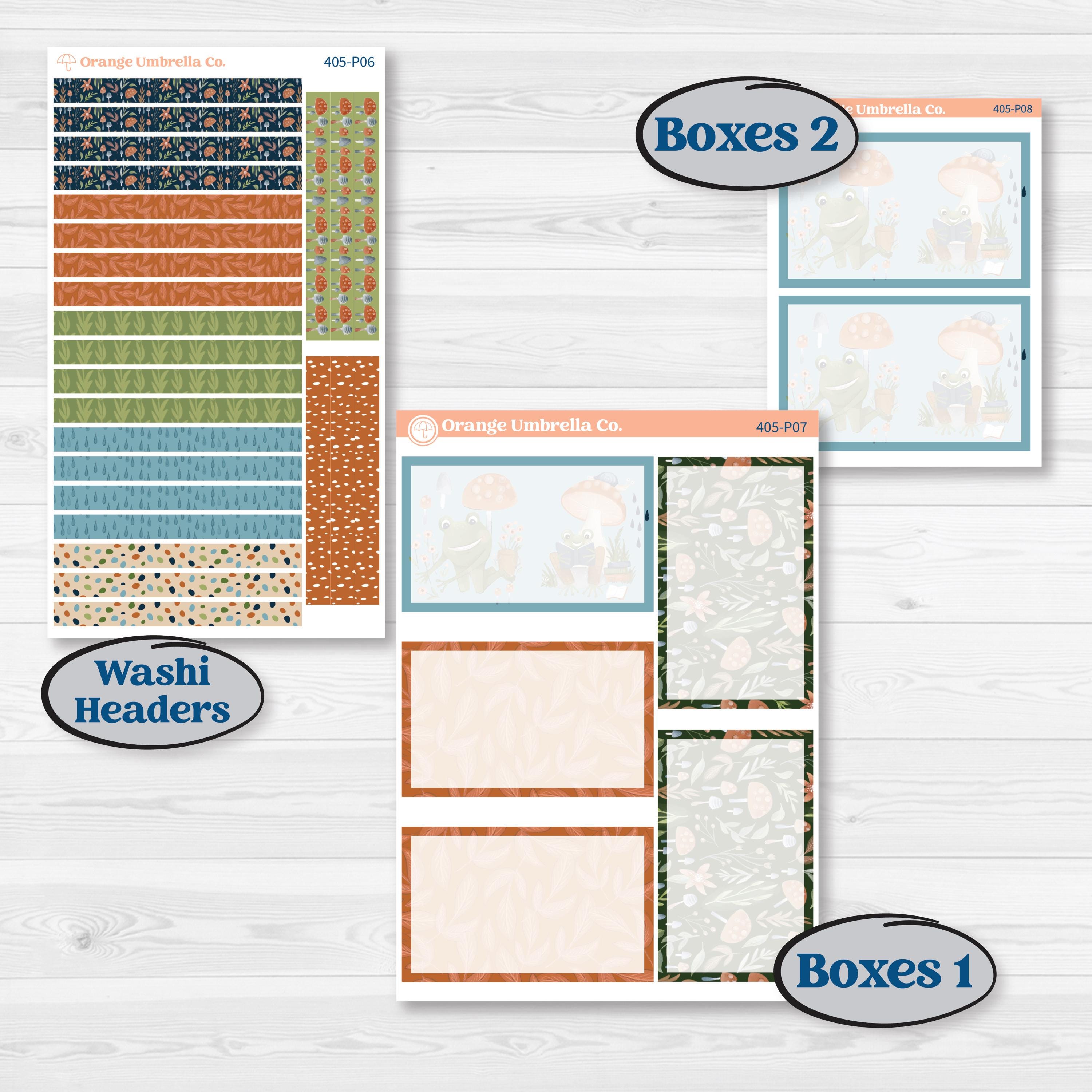 Woodland Frog Planner Kit | 7x9 Plum Daily Planner Kit Stickers | Cameron | KIT-405-P